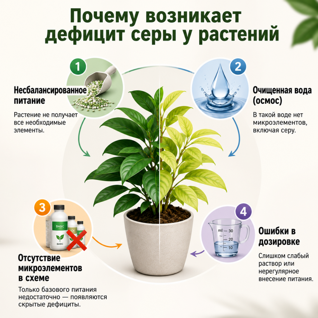 дефицит серы у растений