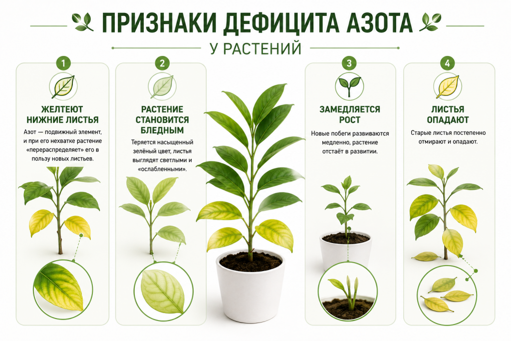 дефицит азота у растений 